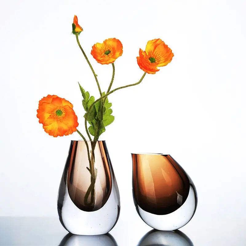 Minimalist Art Glass Vase | Hydroponic & Floral Display Accent