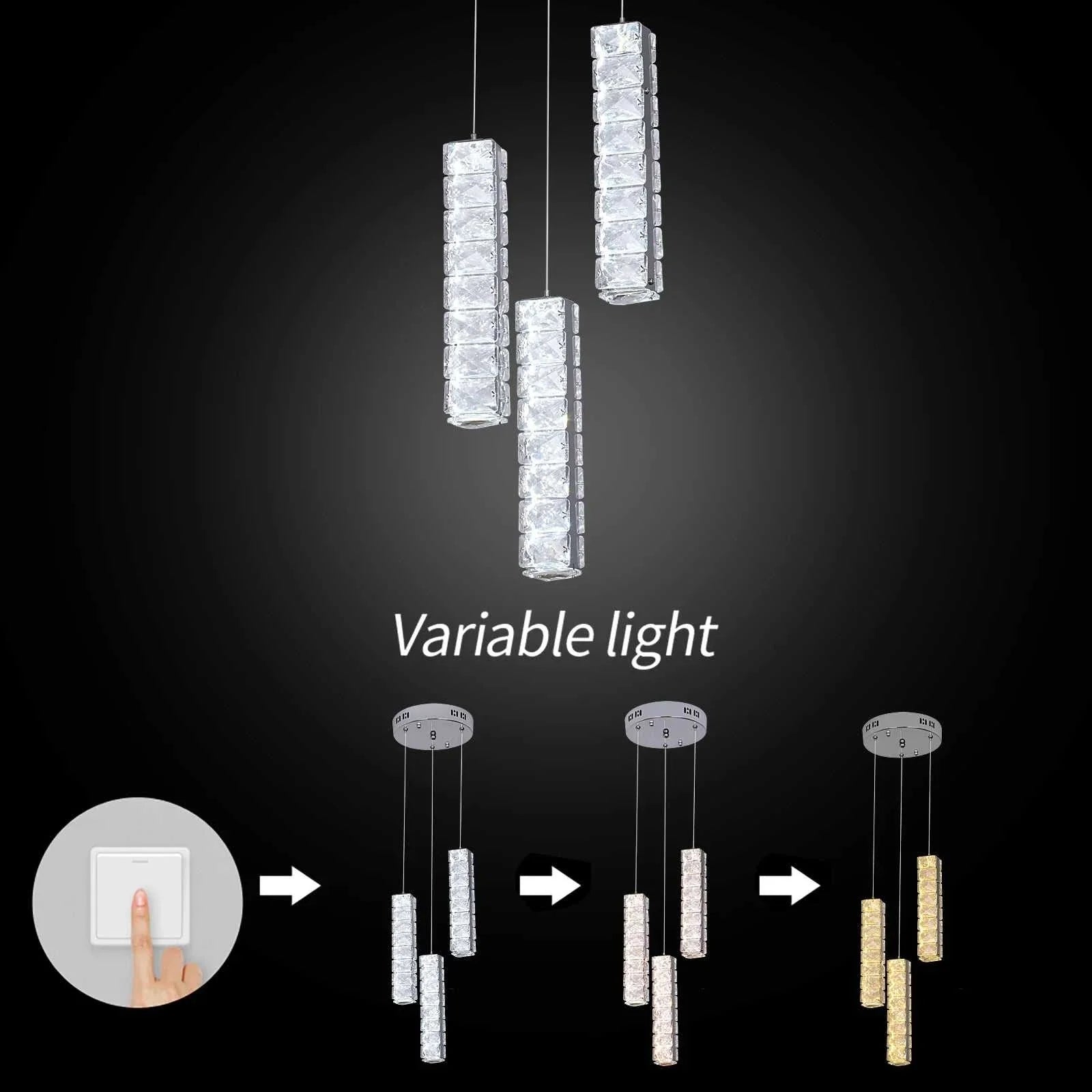 VETRULUS Nordic K9 Crystal LED Chandelier with adjustable brightness and modern metal and crystal design