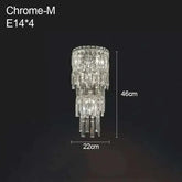 Elegant crystal wall lamp showcasing a modern design with shimmering crystal details, 46cm height and 22cm width.