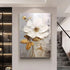 Abstract floral painting on a wall in a modern interior setting