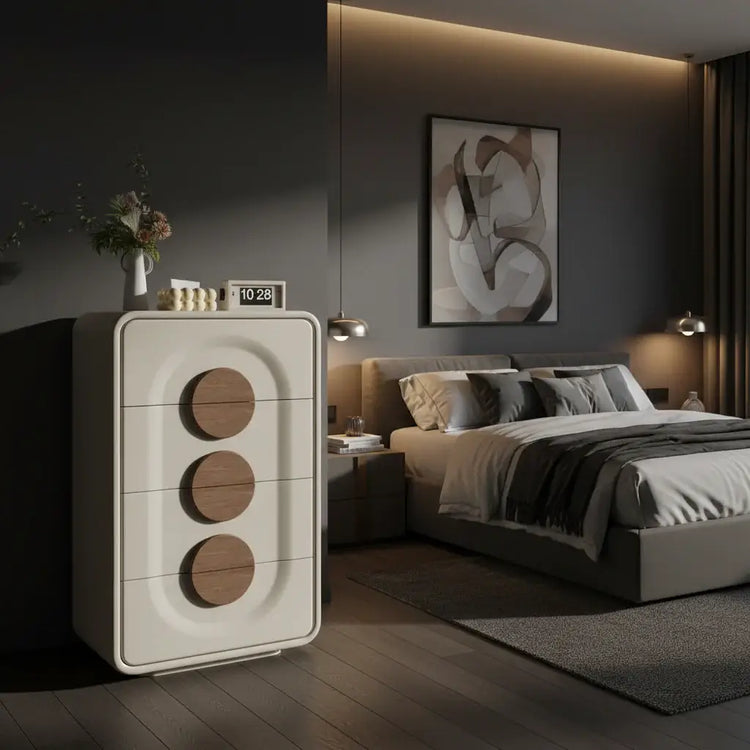 modern living room display cabinet in stylish bedroom setting with elegant lighting and contemporary decor