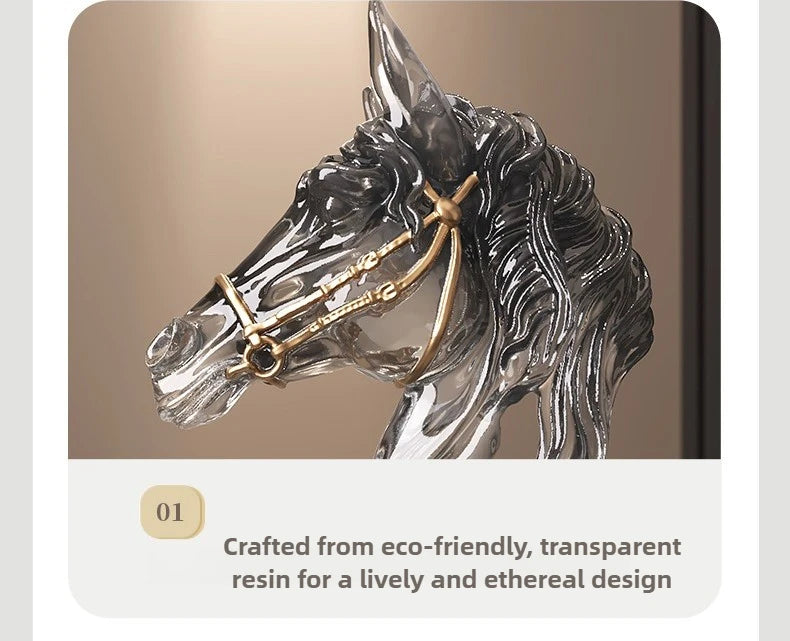 Luxury Resin Horsehead Ornament Art Design Sculptures and Figurines Living Room Decoration Accessories for Home Decor