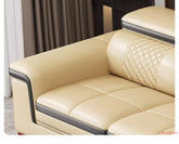 Luxury Genuine Leather Sectional Sofa Set, Modern L-Shaped Recliner Couch with Massage Chaise Lounge, Cup Holder, USB & Speakers