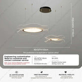 Round modern LED ceiling chandelier with adjustable height and sleek acrylic design for living and dining rooms
