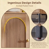 Modern Buffet Cabinet with Storage, 92.63" W Fluted Arched Sideboard Cabinet w/Adjustable Shelves, Wooden Modular, Customized - Arched fluted panel details.