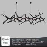 Modern chandelier with black design on a gray background