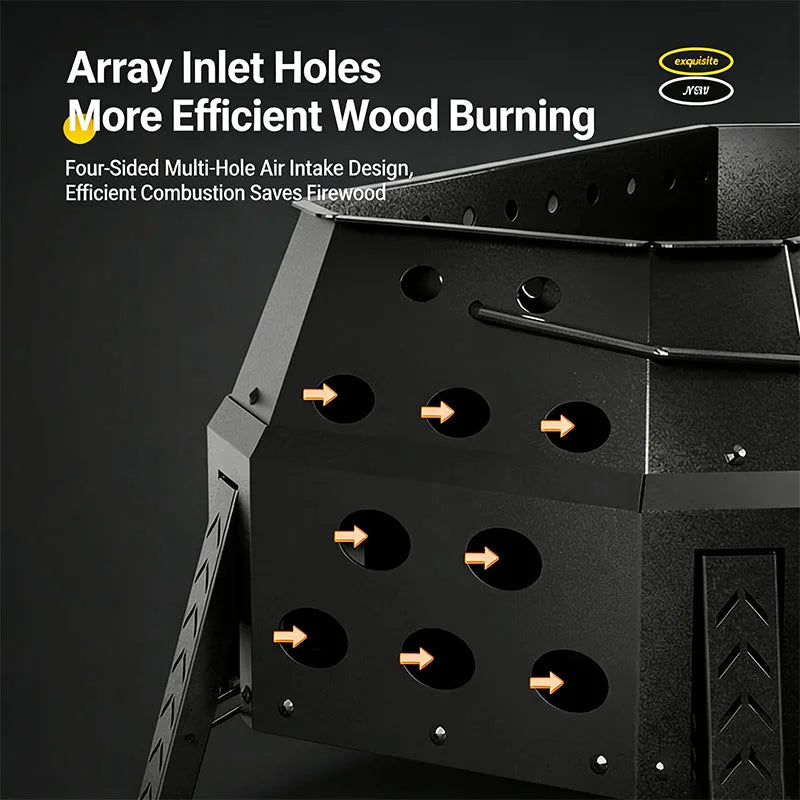 Portable Folding Campfire Grill Outdoor Wood Burning Stove for Camping And Hiking Lightweight Charcoal Fire Pit - view 4
