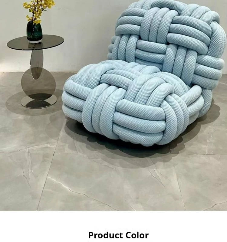 Any Size Custom Nordic Knit Lounge Chair Handwoven Chenille Fabric High Resilience Foam Comfortable Minimalist Living Room Leisu - view 23