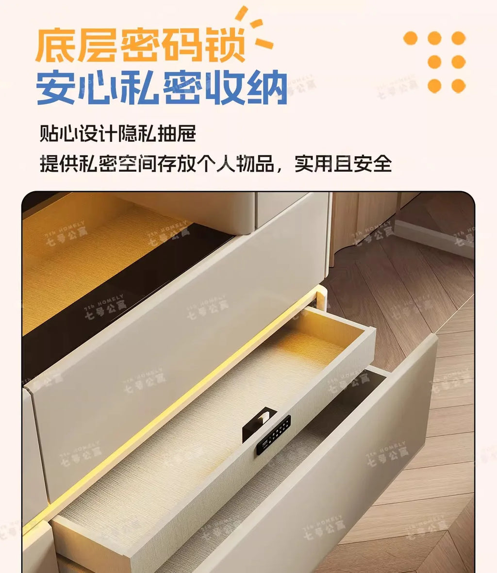 Nordic Solid Wood Dressers Bedroom Modern Dressing Table Drawer Integrated Home Small Apartment Makeup Table with LED Mirror - view 35