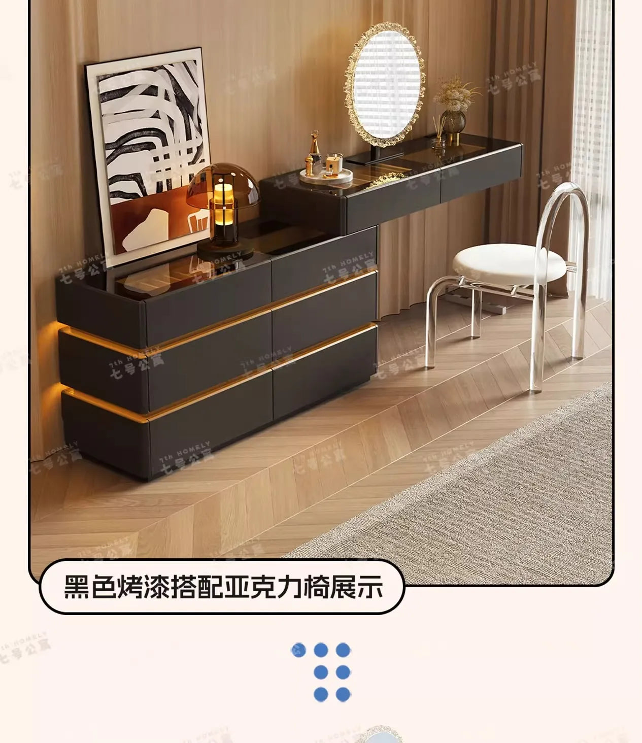 Nordic Solid Wood Dressers Bedroom Modern Dressing Table Drawer Integrated Home Small Apartment Makeup Table with LED Mirror - view 46