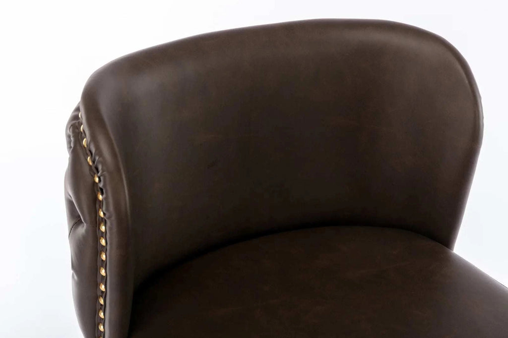 Brown leather chair back on a white background