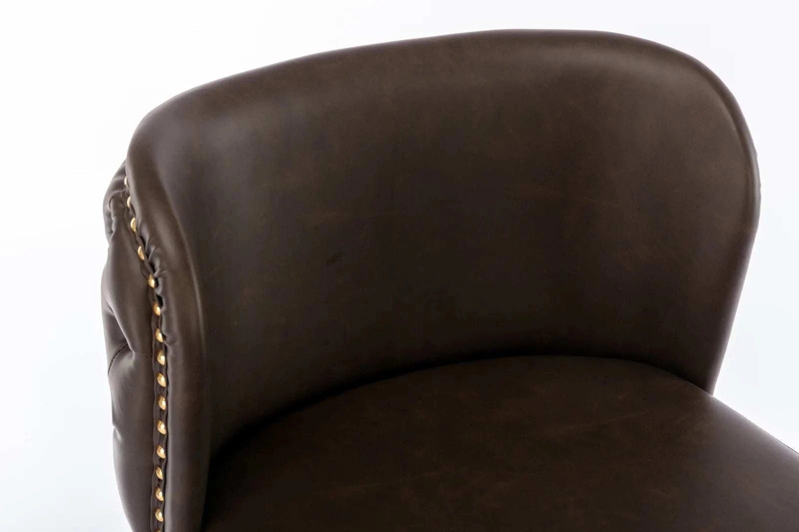 Brown leather chair back on a white background