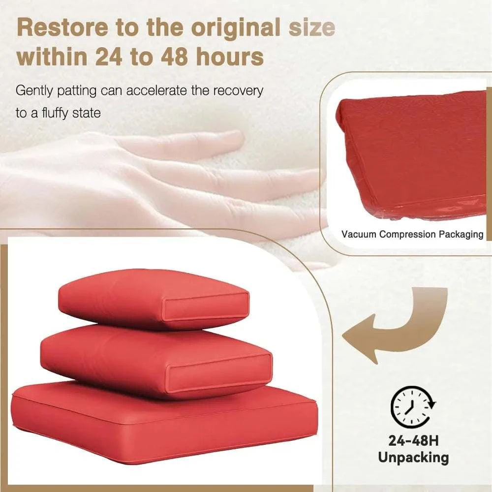 8pc Rattan Patio Sofa Set directions  for cushion inflation 