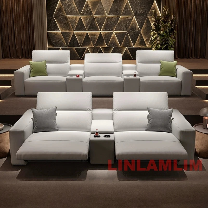 Dual Motors Electric Recliner Sofa – Genuine Leather Power Headrests