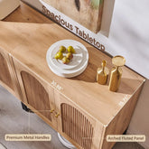 Modern buffet cabinet with storage featuring spacious tabletop, arched fluted panel, and premium metal handles.