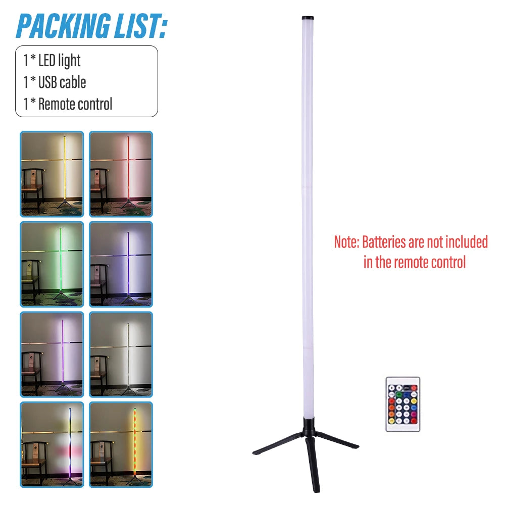 RGB Corner Floor Lamp – Dimmable Ambient Lighting for Bedroom