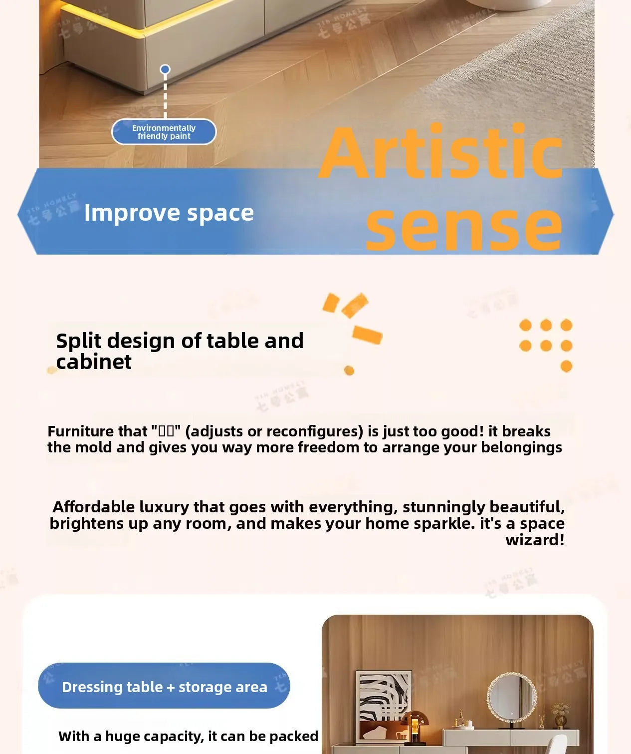 Nordic Solid Wood Dressers Bedroom Modern Dressing Table Drawer Integrated Home Small Apartment Makeup Table with LED Mirror - view 9