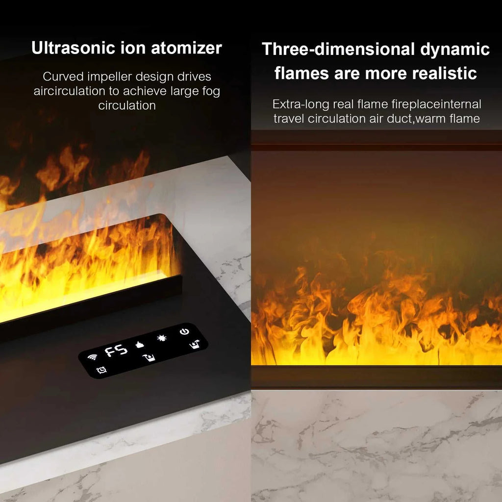 Ultrasonic ion atomizer with flames on a marble surface