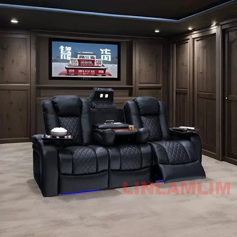 Luxury Dual Motors Power Reclining Sofa with LED Lighting, USB, Hidden Storage