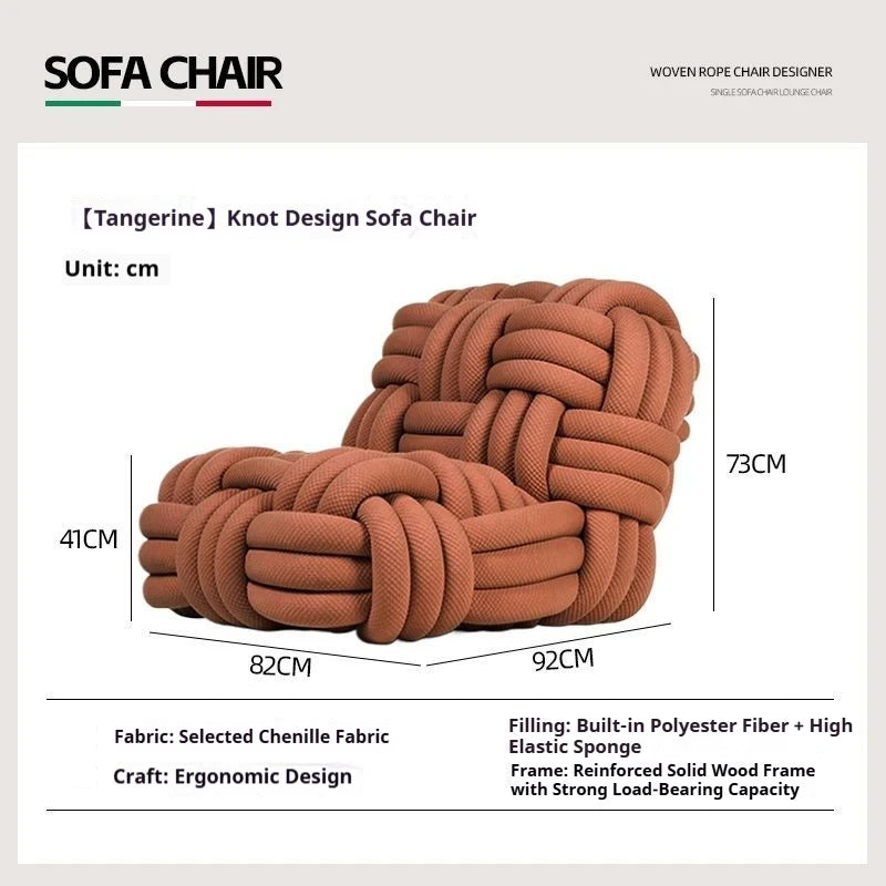 Any Size Custom Nordic Knit Lounge Chair Handwoven Chenille Fabric High Resilience Foam Comfortable Minimalist Living Room Leisu - view 29