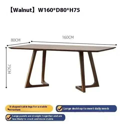 Wooden table with dimensions and features on a white background