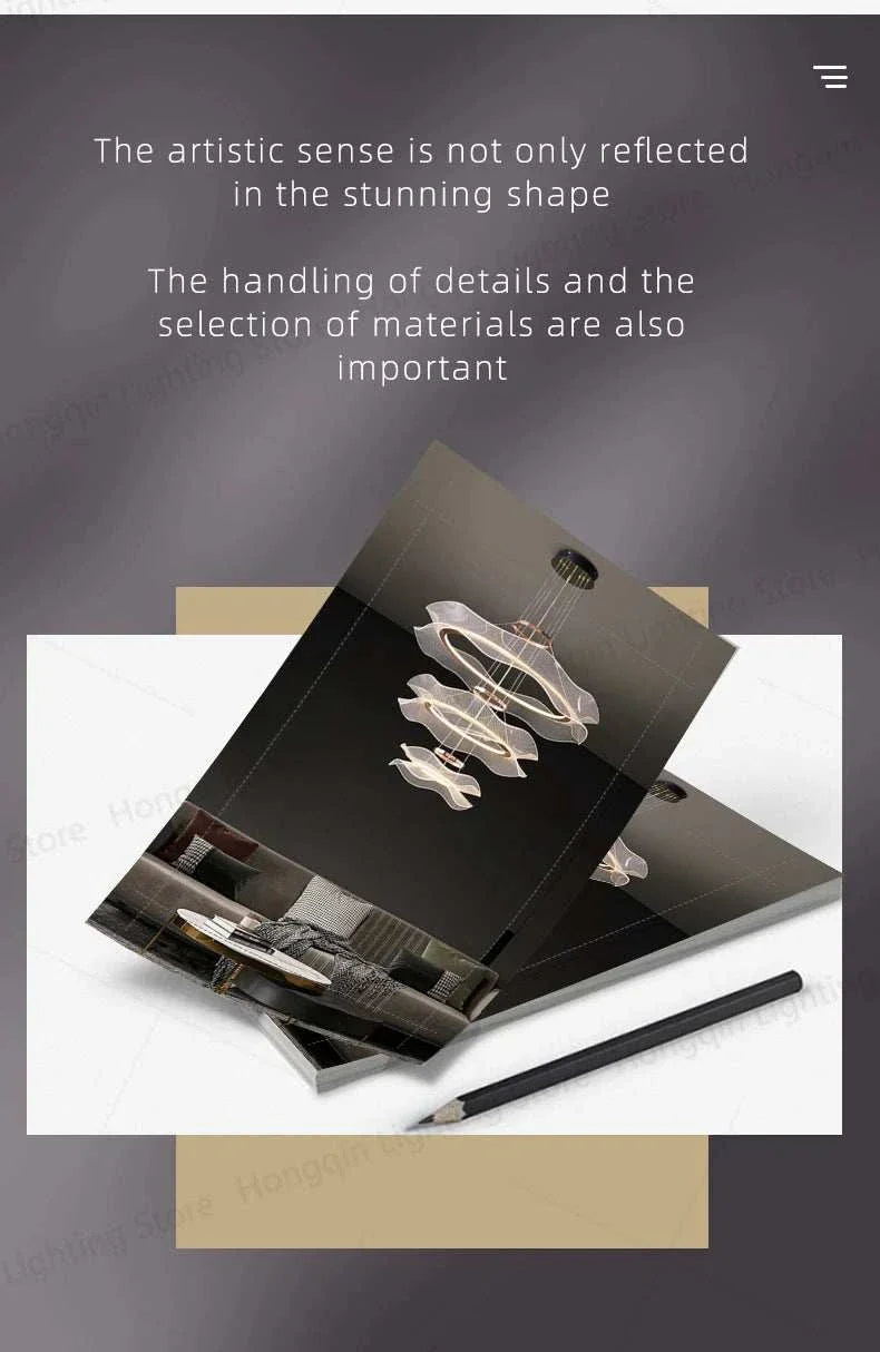 Round modern LED ceiling chandelier with sleek minimalist design illuminating living room