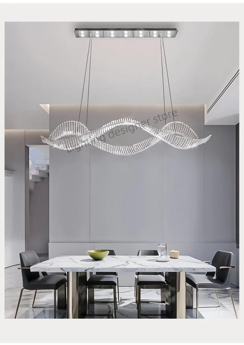 Modern Pendant Light For Living Room Nordic Luxury Dining Room Chandelier Fishbone Dining Room Ceiling Hanging Lamp Crystal - view 13