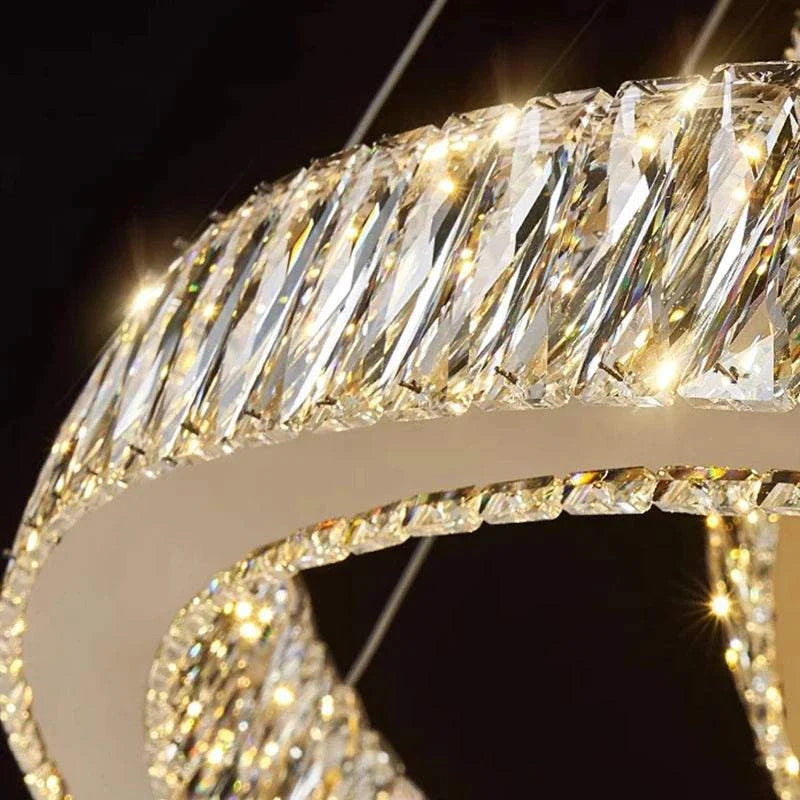 Elegant hall chandelier with crystal accents and soft LED lighting for contemporary indoor decor