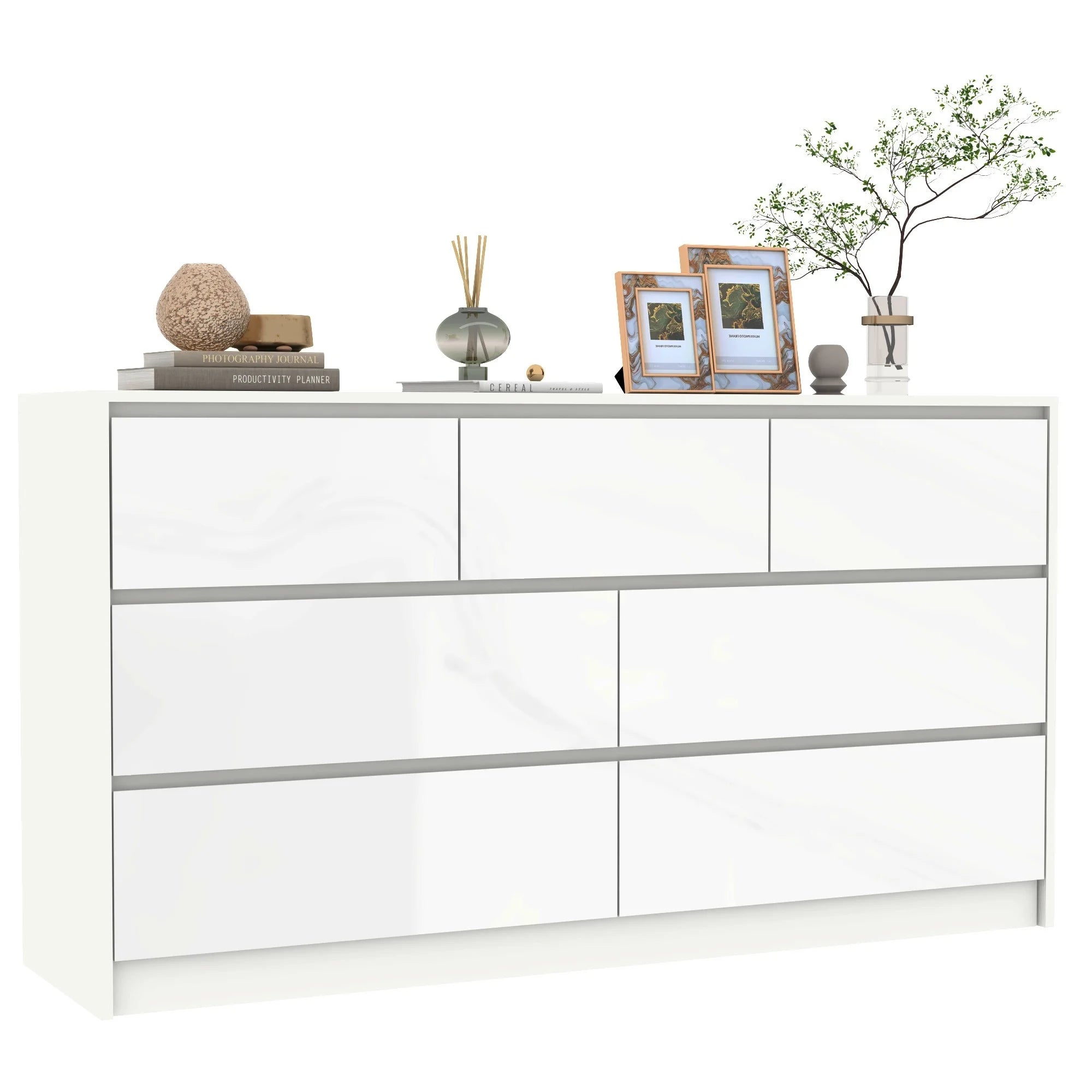 7 Drawer Dresser for Bedroom, 55 Inch Modern Design