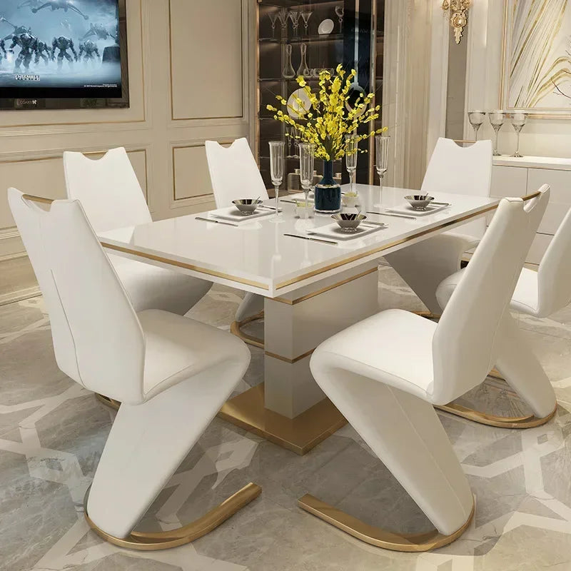 Marble Square Dining Table Set 4 Chairs and  6 Chairs,modern Luxury Gold with 6 Seater Restaurant Dining Room Furniture - view 20