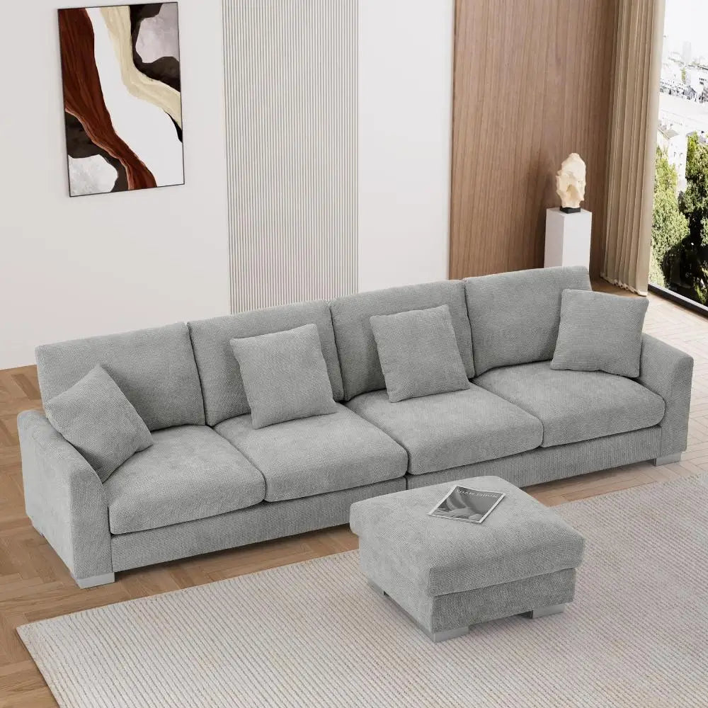 Oversized L Shaped Sectional Sofa Couch,5 Seat with Convertible Ottoman
