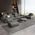 Premium Italian genuine leather sectional sofa with USB and Bluetooth in a modern living room setting.