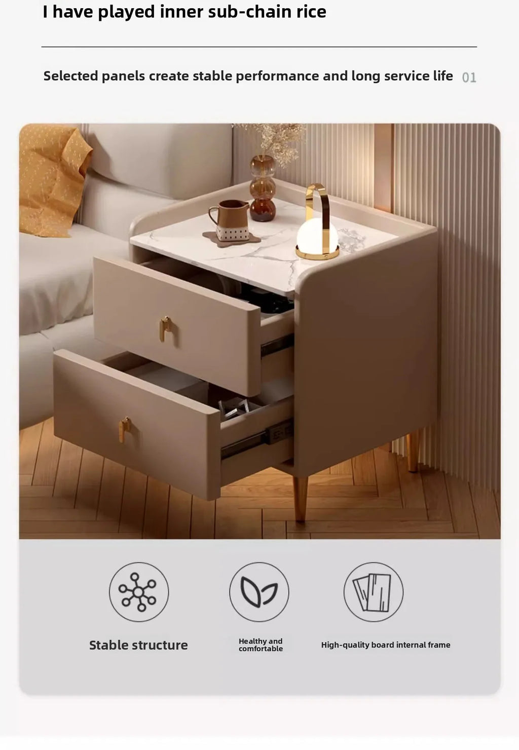 Bedside table Three pumps Multifunctional small locker Shelf Bedroom bedside table - view 11