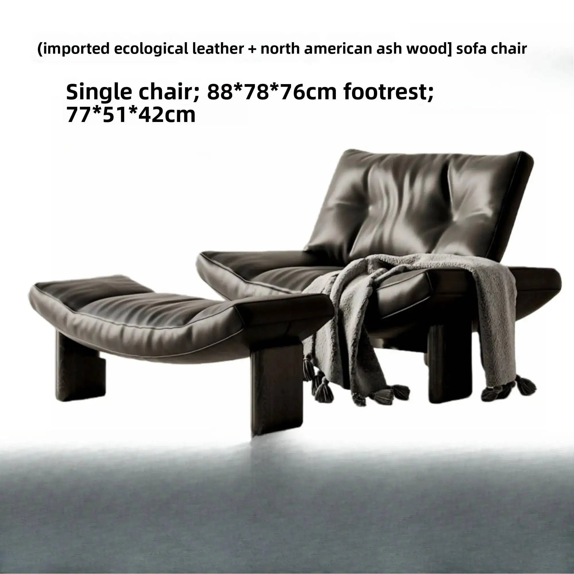 Brown leather chair with footrest on a white background