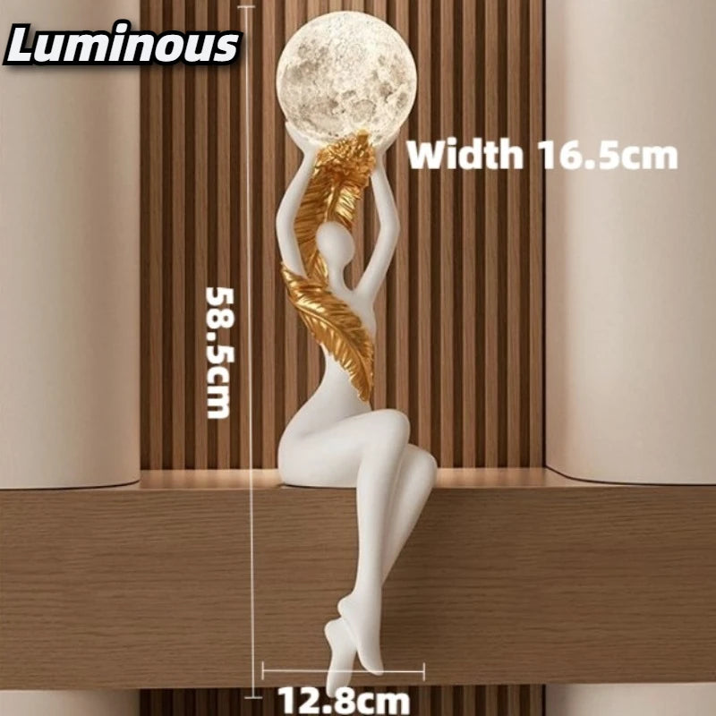Resin Luxury Solid Color Figurines Luminous Character Wine Cabinet Figurines Semi-handmade Creative Modern Simple Home Decor