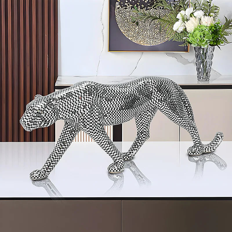 Modern Luxury Leopard Sculptures Desk Ornaments Art Leopard Figurines Living Room Creative Animals Sculptures Bedroom Home Decor