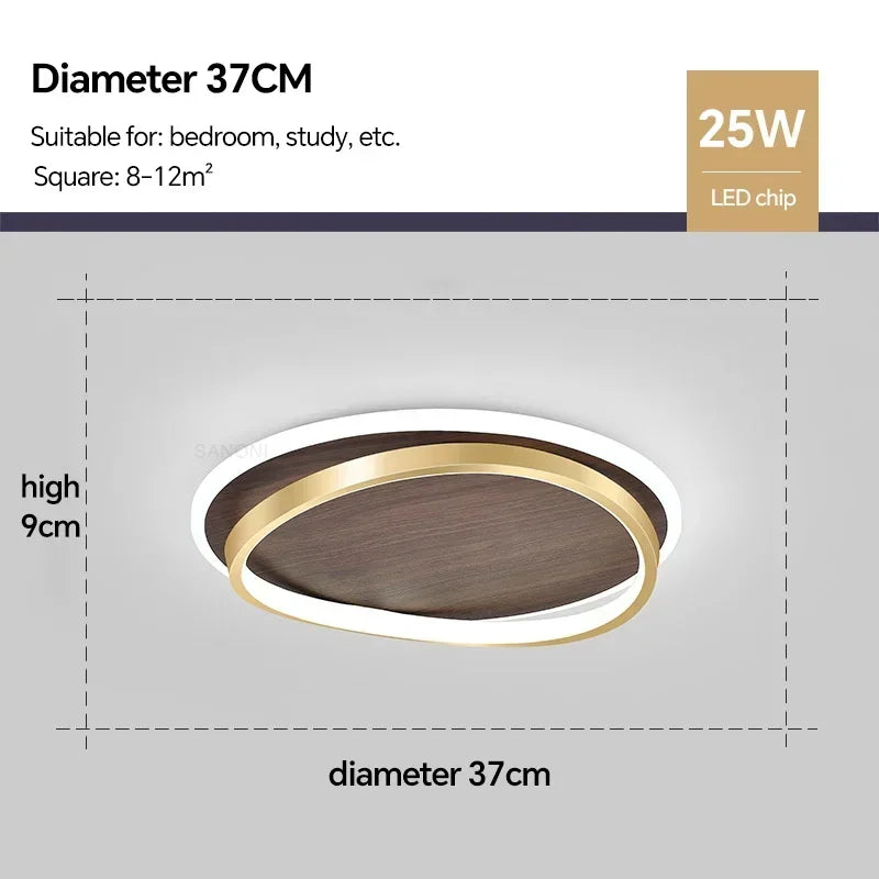 DAMIASMIL LED Modern Ceiling Lamp Creative Round Walnut Wood Color Ceiling Light for Bedroom Study Restaurant Lighting Lustre - view 29