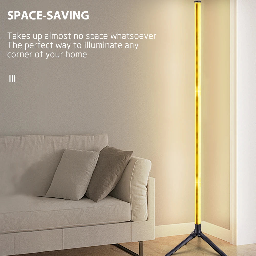 RGB Corner Floor Lamp – Dimmable Ambient Lighting for Bedroom