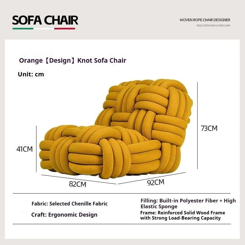 Any Size Custom Nordic Knit Lounge Chair Handwoven Chenille Fabric High Resilience Foam Comfortable Minimalist Living Room Leisu - view 27