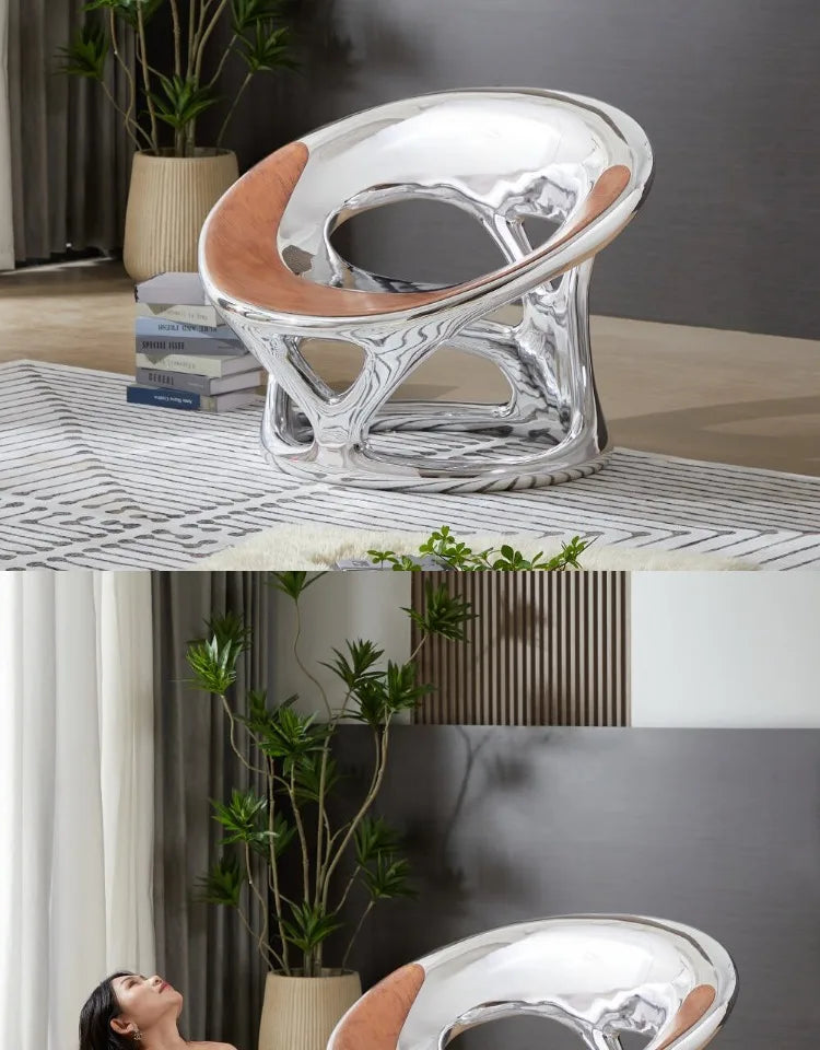 MX Nordic Designer Creative Leisure Chair Living Room Balcony Single Sofa Negotiation Chair Hollow Electroplating Chair