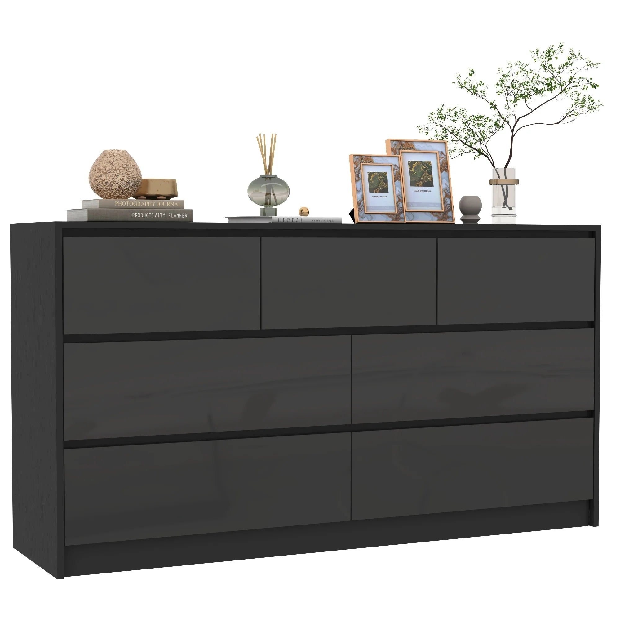 7 Drawer Dresser for Bedroom, 55 Inch Modern Design