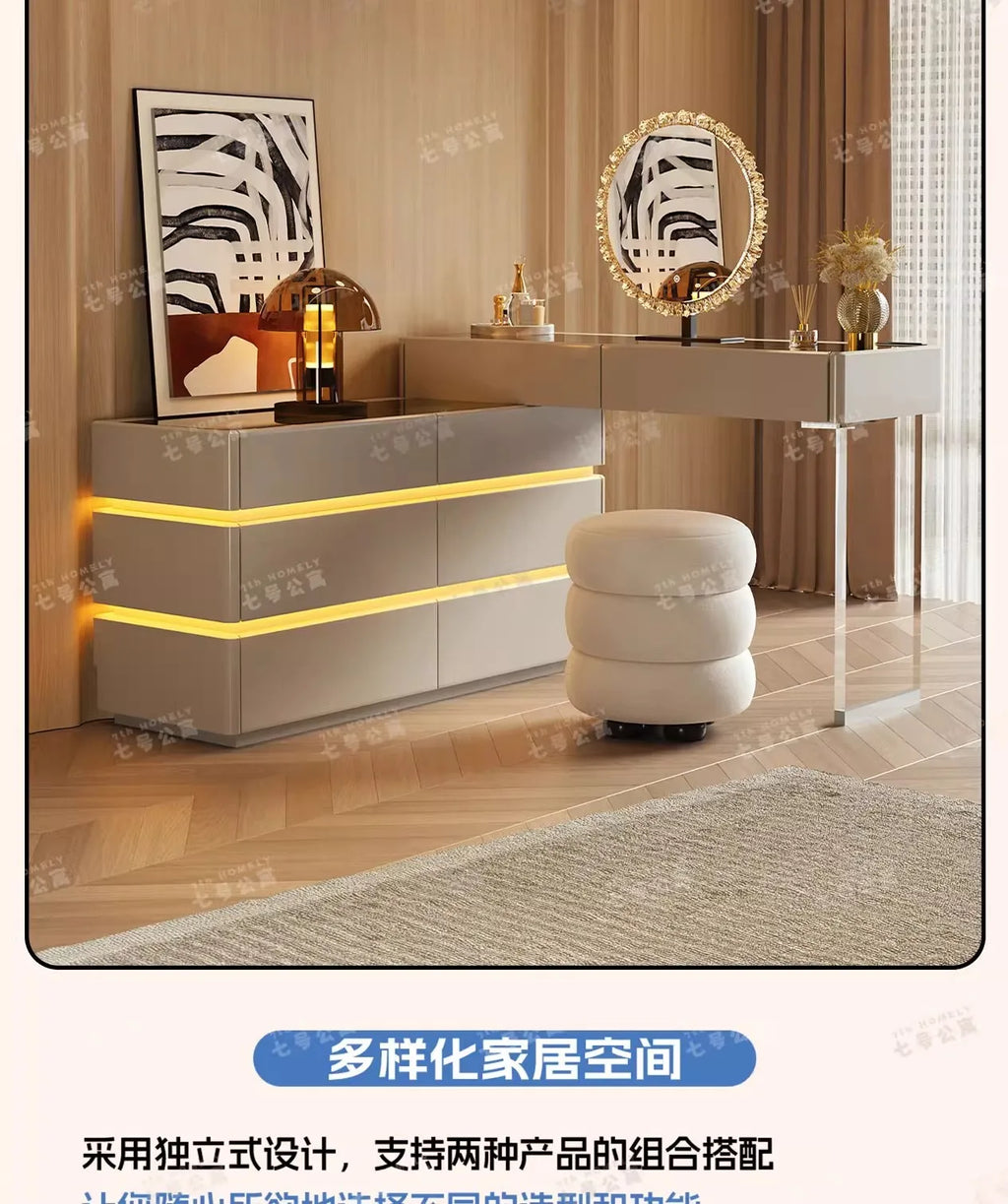 Nordic Solid Wood Dressers Bedroom Modern Dressing Table Drawer Integrated Home Small Apartment Makeup Table with LED Mirror - view 13