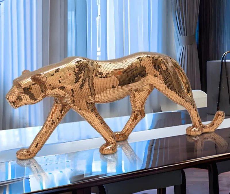 Modern Luxury Leopard Sculptures Desk Ornaments Art Leopard Figurines Living Room Creative Animals Sculptures Bedroom Home Decor
