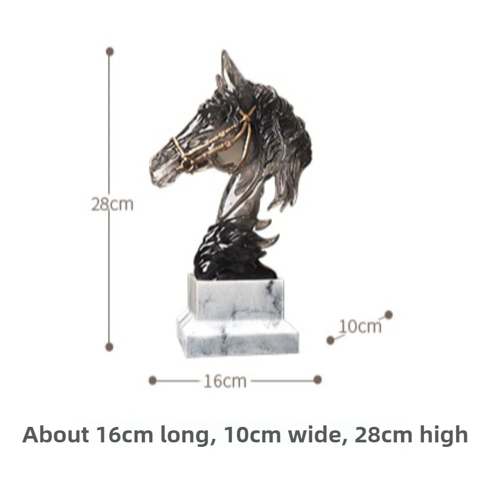 Luxury Resin Horsehead Ornament Art Design Sculptures and Figurines Living Room Decoration Accessories for Home Decor