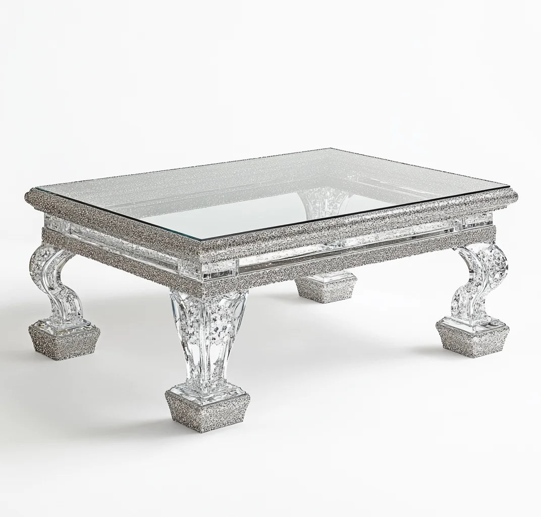 Mirrored Diamond Beveled Coffee Table | Nordic Luxury Modern - view 5