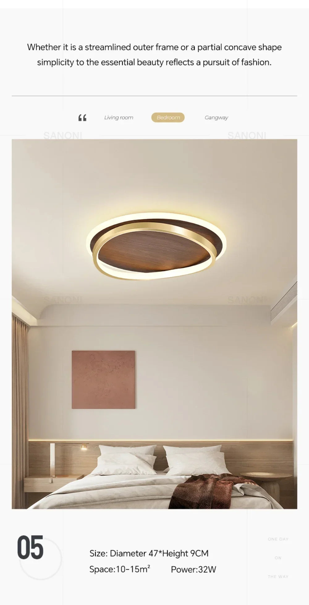 DAMIASMIL LED Modern Ceiling Lamp Creative Round Walnut Wood Color Ceiling Light for Bedroom Study Restaurant Lighting Lustre - view 18