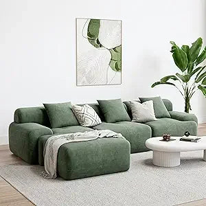 118" Modern L-Shaped Modular Corduroy Sectional Sofa