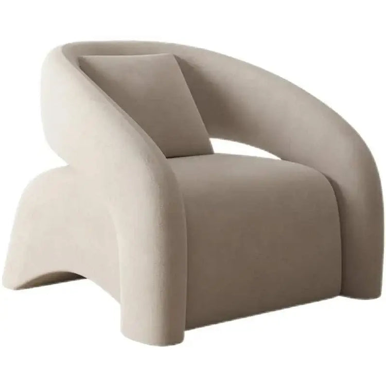 Beige armchair with modern design on a white background
