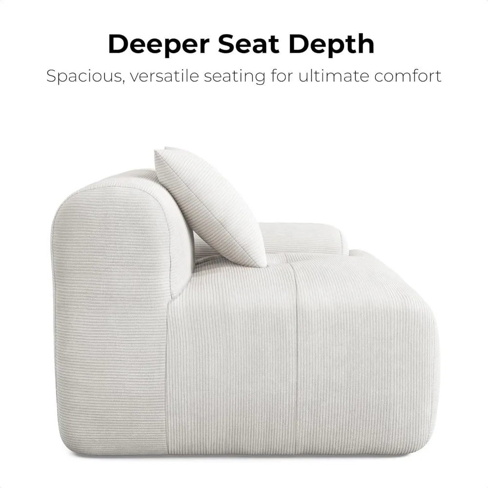 118" Modern L-Shaped Modular Corduroy Sectional Sofa