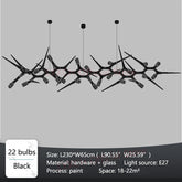 Modern chandelier with black design on a gray background